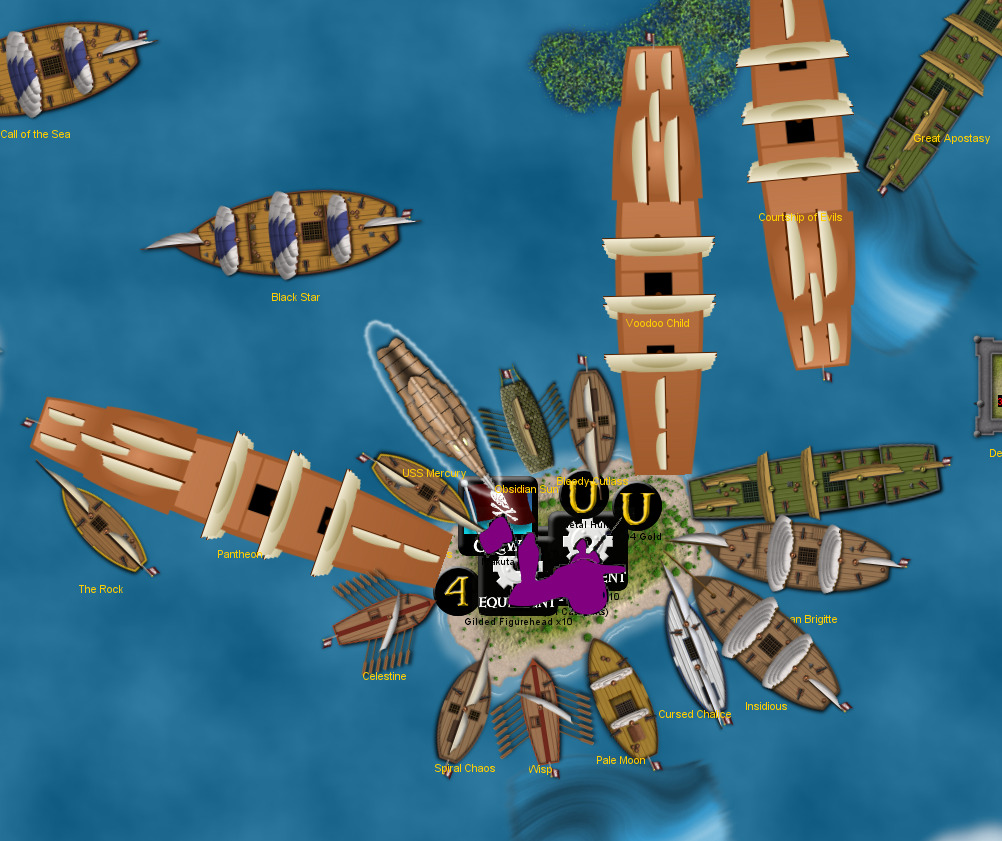 Home Island: 6 ships, 210 points (390 including island upgrades)