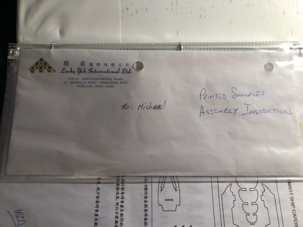 Chinese company envelope with samples and assembly instructions