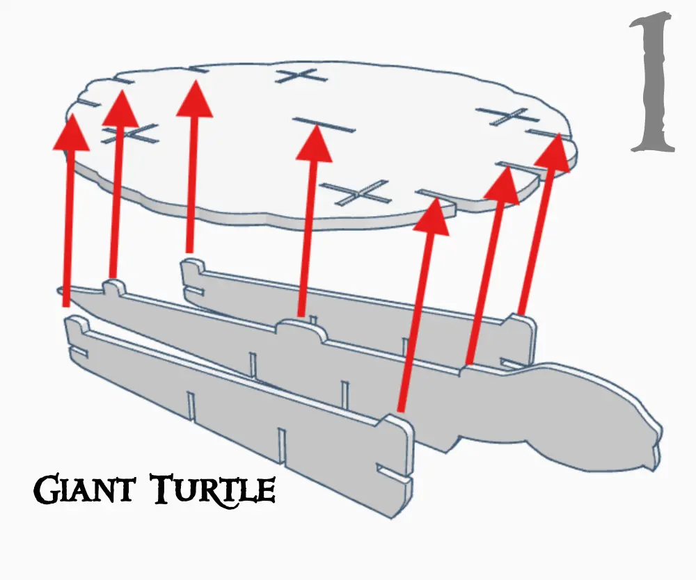 Giant Turtle assembly diagram for Pirates CSG