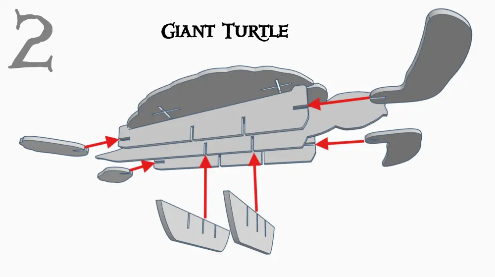 Giant Turtle assembly diagram for Pirates CSG