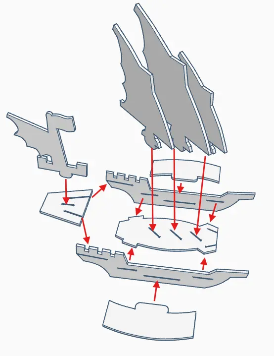Grand Xebec assembly diagram for Pirates CSG